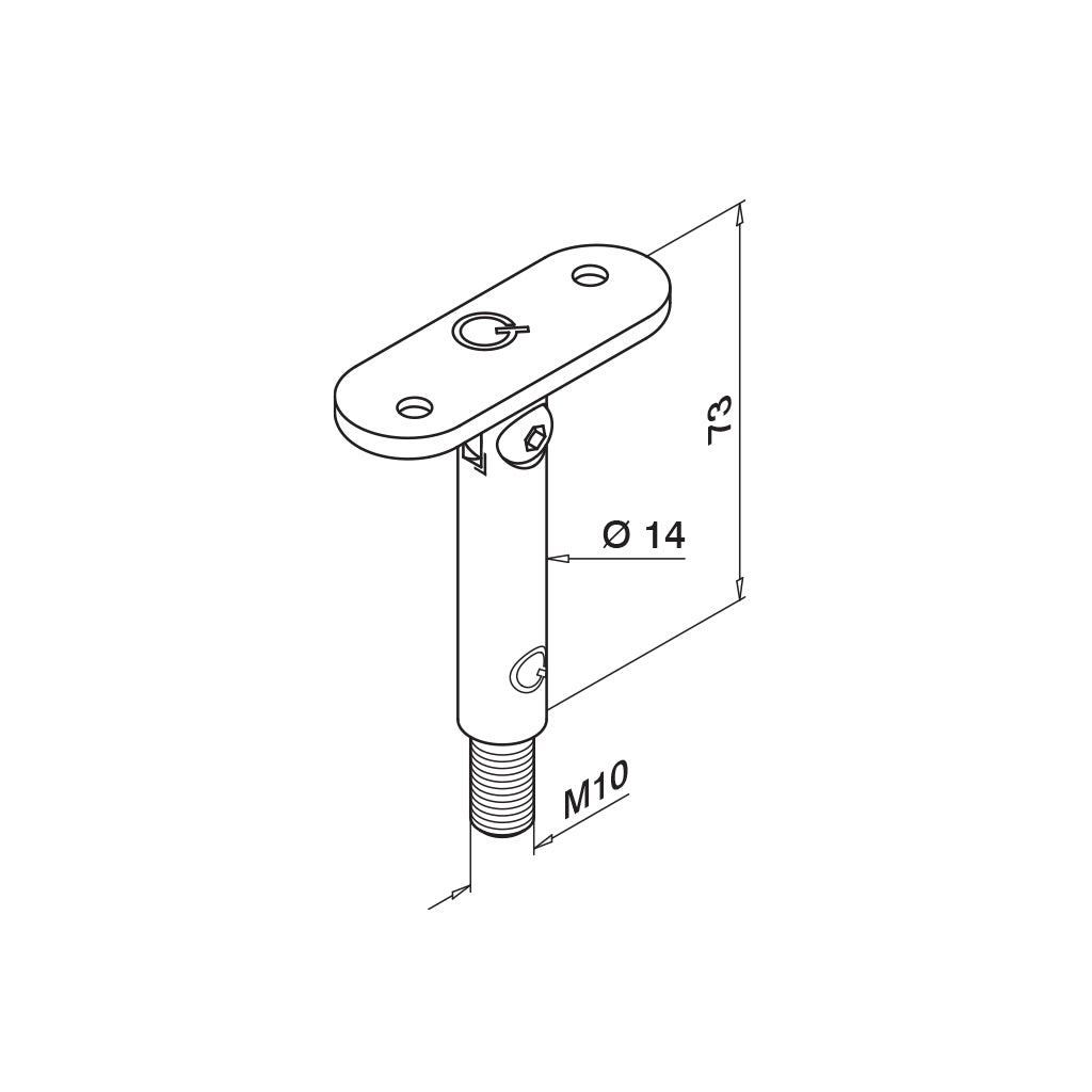 Q-railing reguliuojamas porankio laikiklis M10 MOD 0818