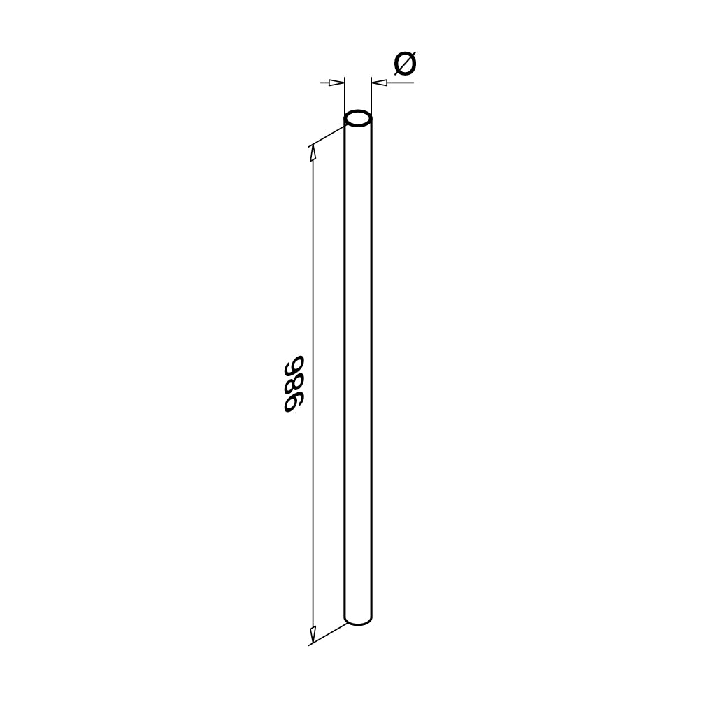 Q-railing turėklo stovo vamzdis Ø42,4×2 mm H=986 mm MOD 0901
