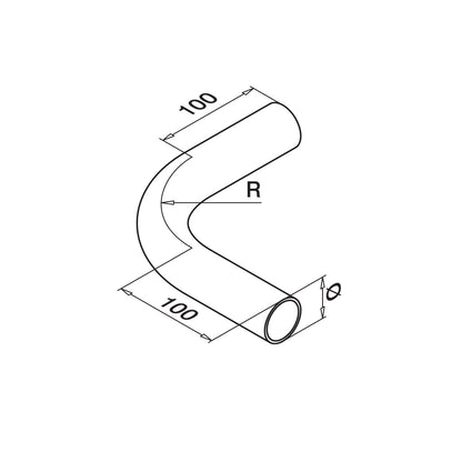 Q-railing vamzdžio alkūnė 90° MOD 0903 vamzdžiui: Ø48,3×2 mm, ner. plienas AISI 304, šlifuotas pav.