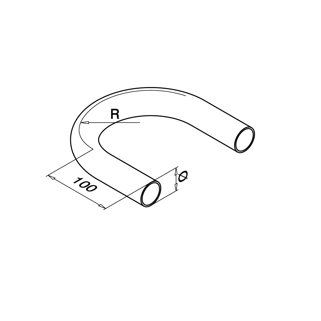 Q-railing vamzdžio lenkimas 180° MOD 0906 vamzdžiui Ø42,4 mm, ner. plienas AISI 304, šlifuotas paviršius