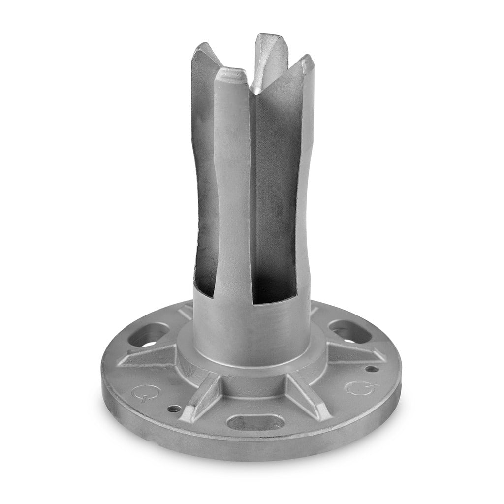 Q-railing turėklo stovo tvirtinimas, klijuojamas MOD 0942 vamzdis Ø33.7x2mm / ner. plienas AISI 304, šlifuotas paviršius
