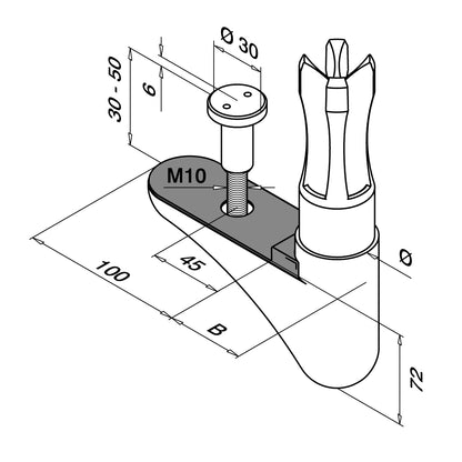 Q-railing Stovo tvirtinimas į pakopą MOD 0947 130947-242