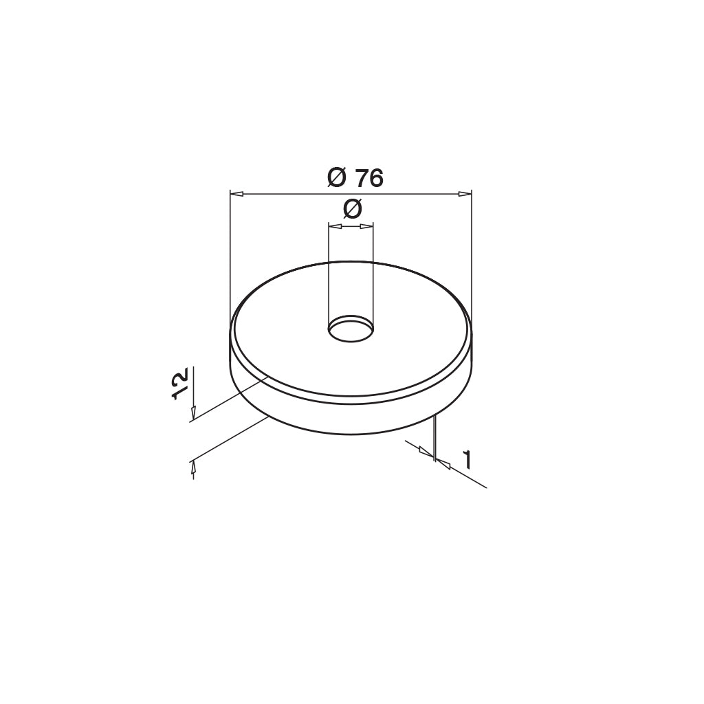 Q-railing dangtelis Ø76 mm strypui Ø12 mm MOD 0515
