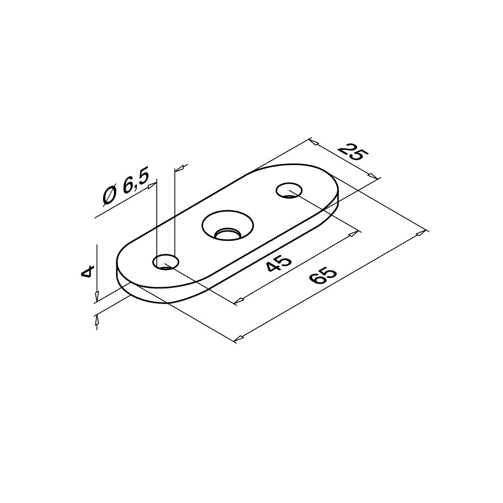 Q-railing handrail plate, 45 mm between holes MOD 1810 131810-042-12