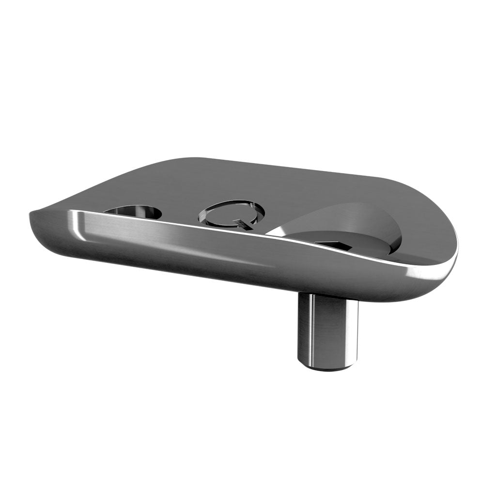 Q-railing porankio jungiamoji plokštelė paslinkta vamzdžiui Ø42,4 mm vamzdžiui Ø42,4 mm, ner. plienas AISI 304, šlifuotas paviršius
