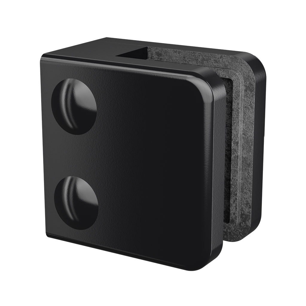 Q-railing Stiklo laikiklis prie lygaus pav. MOD 2100 ner. plien. AISI304, paviršius juodas RAL 9005