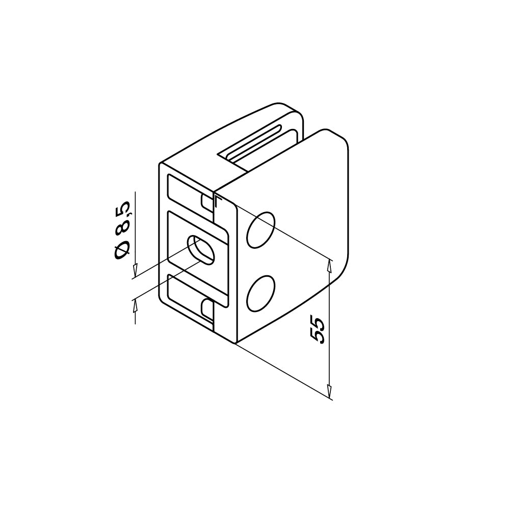 Q-railing Stiklo laikiklis prie lygaus pav. MOD 2600 ner. plien. AISI304, šlifuotas pav.