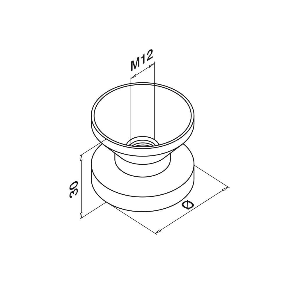 Q-railing vidinis įdėklas vamzdžiui su M12 sriegiu MOD 3501 vamzdžiui Ø42,4 × 2,6 mm, ner. plienas AISI 304 (pav. be apdirbimo)