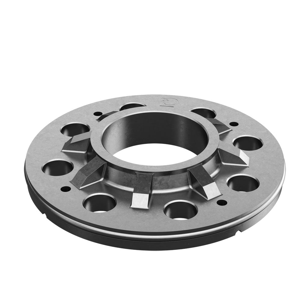 Q-railing suvirinimo flanšas su gumine tarpine 105 mm vamzdžiui: Ø48,3 mm, ner. plienas AISI 304, šlifuotas pav.