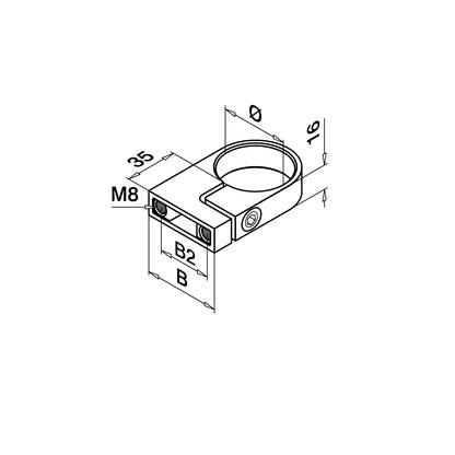 Q-railing Vamzdžio laikiklis, šoninis tvirtinimas MOD 3507 133507-048-12