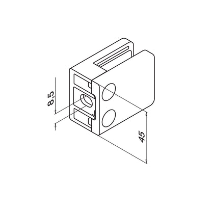 Q-railing Stiklo laikiklis prie lygaus pav. MOD 4200 ner. plien. AISI304, šlifuotas pav.