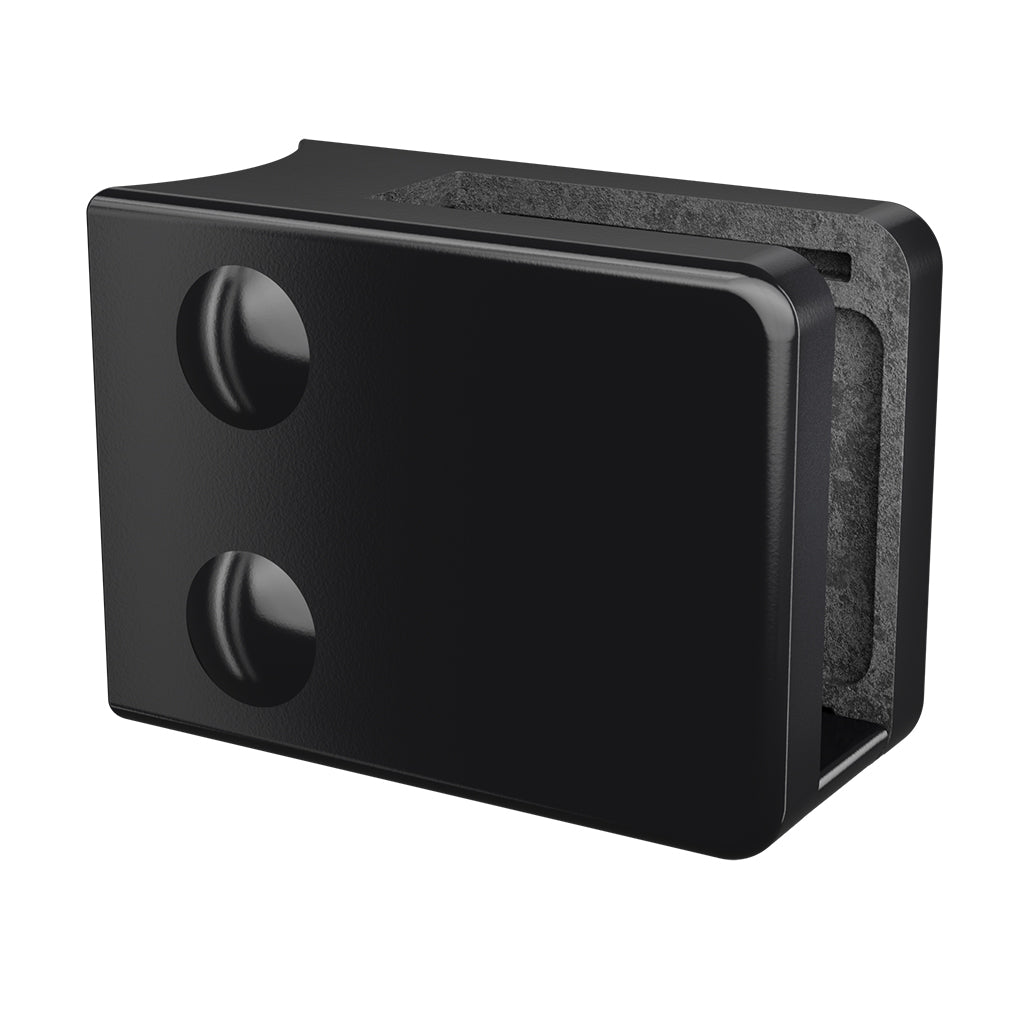 Q-railing Stiklo laikiklis prie apvalaus pav. MOD 4200 vamzdis: Ø42.4 mm, ner. plien. AISI316, paviršius juodas RAL 9005 (textured surface, single layer)