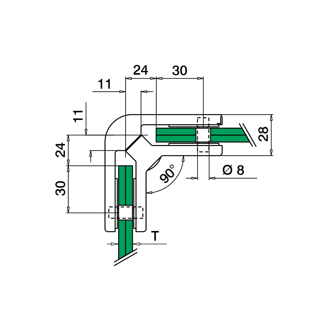 Q-railing Glass holder, corner 90 ° MOD 4290 134290-13-12