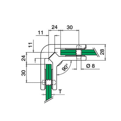 Q-railing Glass holder, corner 90 ° MOD 4290 134290-13-12