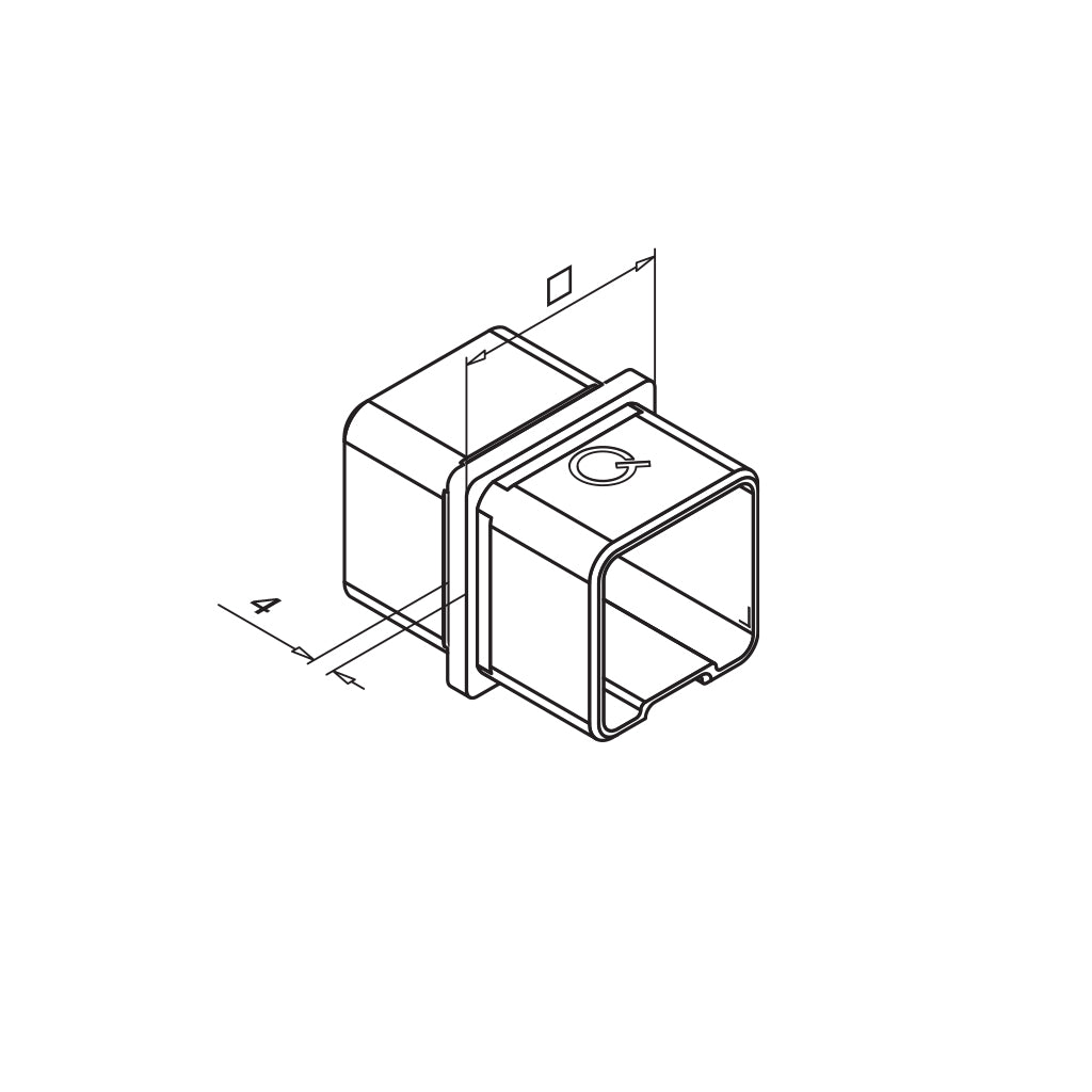 Q-railing Square Line 40×40 mm vamzdžių jungtis MOD 4790 ner. plienas AISI 304, šlifuotas paviršius