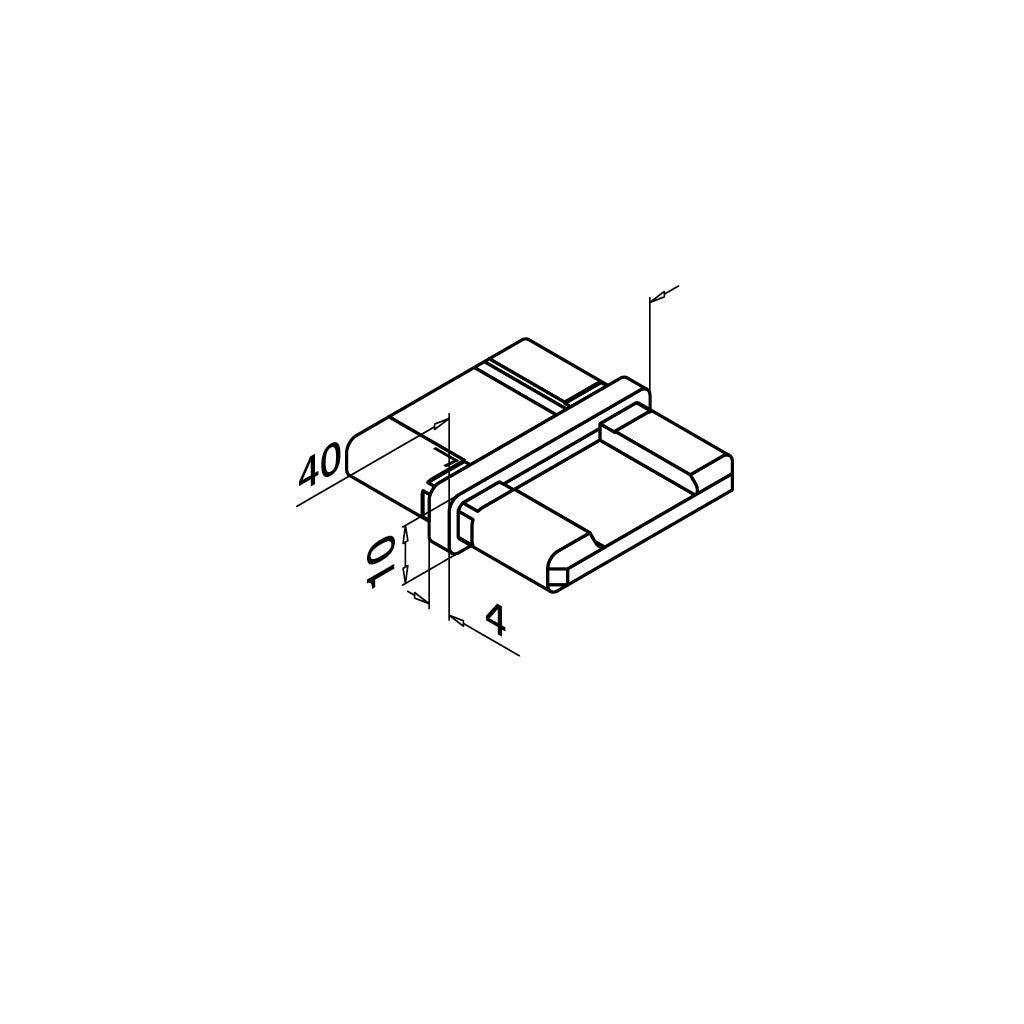 Q-railing vamzdžio jungtis 40x10 mm MOD 4790 ner. plien. AISI304, juoda RAL 9005