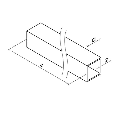 Q-railing Square Line vamzdis 40×40 mm MOD 4900 Ilgis 5000 mm, ner. plienas AISI 316, šlifuotas paviršius, juoda RAL 9005