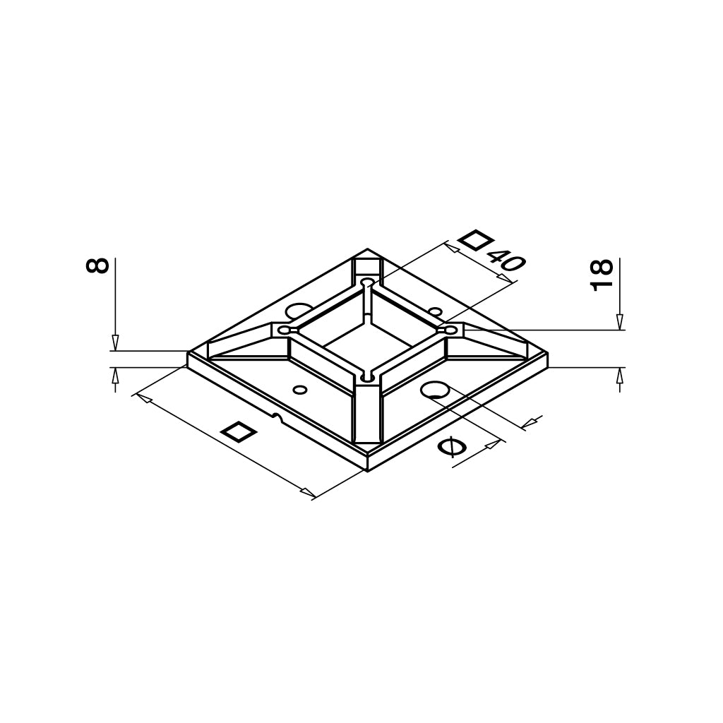 Q-railing Stovo tvirtinimo pagrindas, virinamas MOD 4940 ner. plien. AISI304
