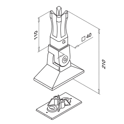 Q-railing Reguliuojamas stovo tvirtinimo ruošinys, klijuojamas MOD 4943 ner. plienas AISI 304, šlifuotas paviršius