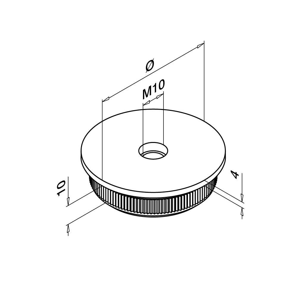Q-railing aklė Easy Hit M10 MOD 5736 vamzdžiui: Ø48,3×2,6 mm, ner. plienas AISI 304, šlifuotas pav.