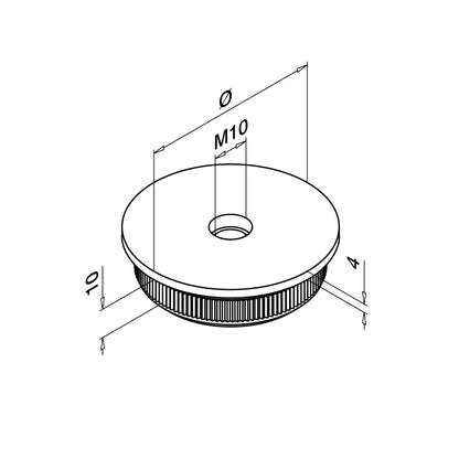 Q-railing aklė Easy Hit M10 MOD 5736 vamzdžiui: Ø48,3×2,6 mm, ner. plienas AISI 304, šlifuotas pav.
