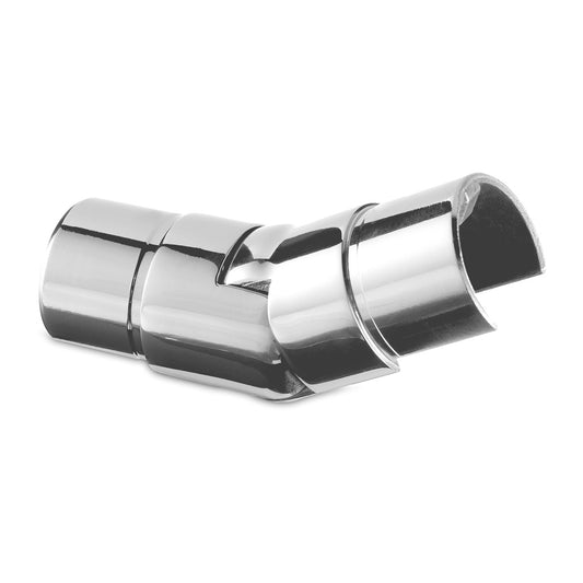 Q-railing Reguliuojama alkūnė, 25°-55° į viršų, porankiui montuojamam ant stiklo MOD 6302 porankiui ant stiklo: Ø42.4 mm, ner. plien. AISI304, šlifuotas pav.