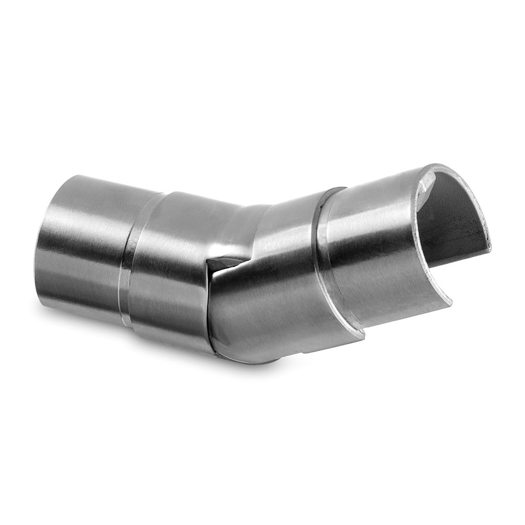 Q-railing Reguliuojama alkūnė, 25°-55° į viršų, porankiui montuojamam ant stiklo MOD 6302 porankiui ant stiklo: Ø60.3 mm, ner. plien. AISI304, šlifuotas pav.