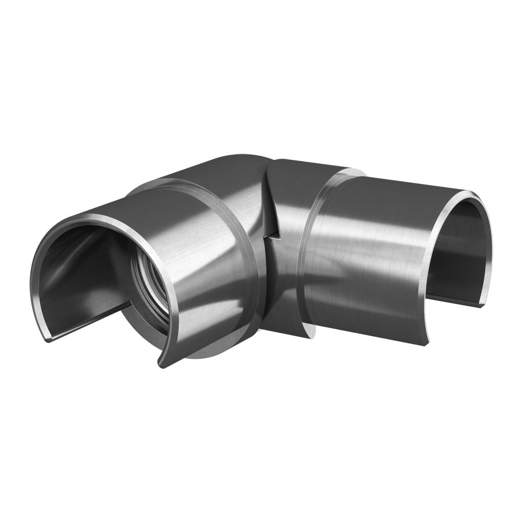 Q-railing Porankio ant stiklo reguliuojama alkūnė, -95° - +40° MOD 6312 porankiui ant stiklo: Ø42.4 mm , ner. plien. AISI304, šlifuotas pav.