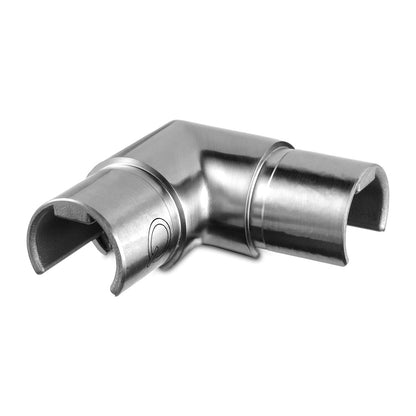 Q-railing alkūnė 90° horizontali porankiui ant stiklo MOD 6333 ner. plienas AISI 304, šlifuotas pav.