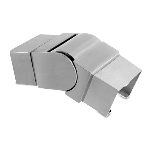 Q-railing Reguliuojama alkūnė, 25°-55° į apačią, porankiui montuojamam ant stiklo 60x40 MOD 6342 ner. plien. AISI304, šlifuotas pav.