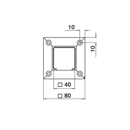 Q-railing Porankio ant stiklo 40x40 laikiklis prie sienos (flange) MOD 6545 ner. plien. AISI304, šlifuotas pav.