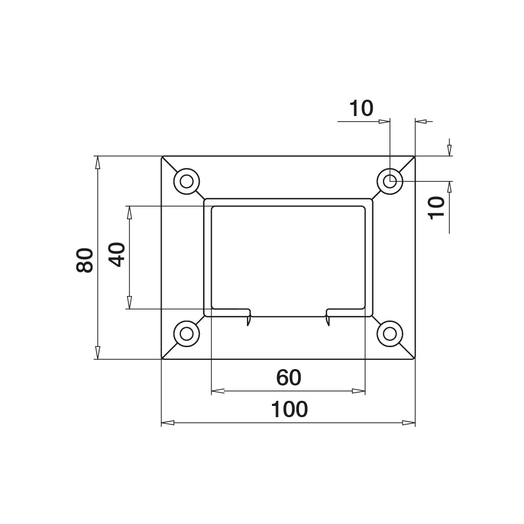 Q-railing Porankio ant stiklo 60x40 laikiklis prie sienos (flange) MOD 6545 ner. plien. AISI304, šlifuotas pav.