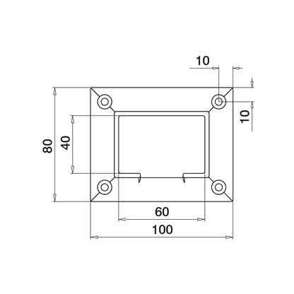 Q-railing Porankio ant stiklo 60x40 laikiklis prie sienos (flange) MOD 6545 ner. plien. AISI304, šlifuotas pav.