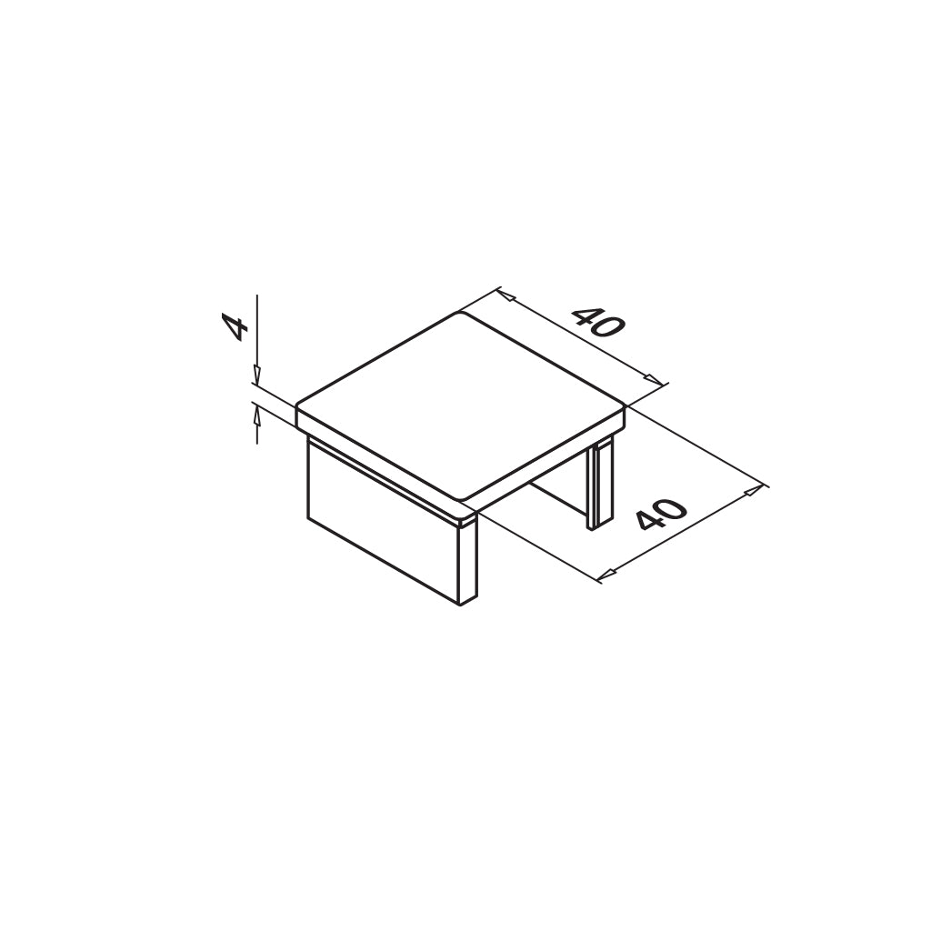 Q-railing Porankiui ant stiklo aklė 40x40 MOD 6734 ner. plien. AISI304, šlifuotas pav.