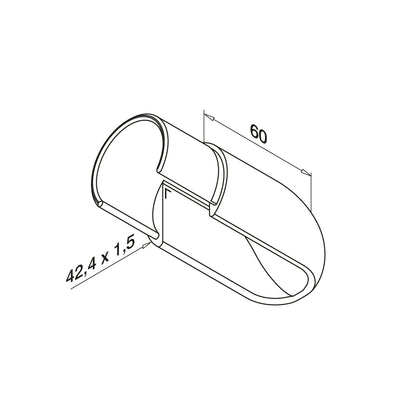 Q-railing Porankio ant stiklo aklė MOD 6738 porankiui ant stiklo: Ø42.4 mm , ner. plien. AISI304, šlifuotas pav.