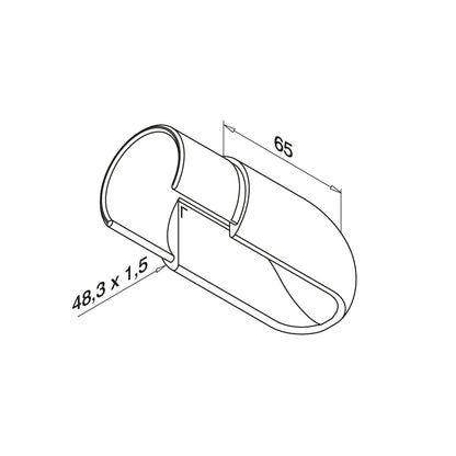 Q-railing Porankio ant stiklo aklė MOD 6738 porankiui ant stiklo: Ø48.3 mm , ner. plien. AISI304, šlifuotas pav.
