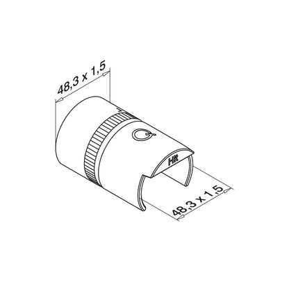 Q-railing Porankio sujungimas MOD 6792 porankiui ant stiklo Ø48.3mm, ner. plien. AISI304, šlifuotas pav.
