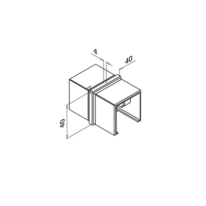 Q-railing Porankio ant stiklo 40x40 sujungimas MOD 6794 ner. plien. AISI304, šlifuotas pav.