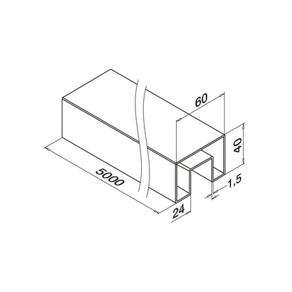 Q-railing EASY GLASS ner. plieno porankis ant stiklo 60x40 MOD 6924 ilgis: 5000 mm, ner. plien. AISI304, šlifuotas pav.