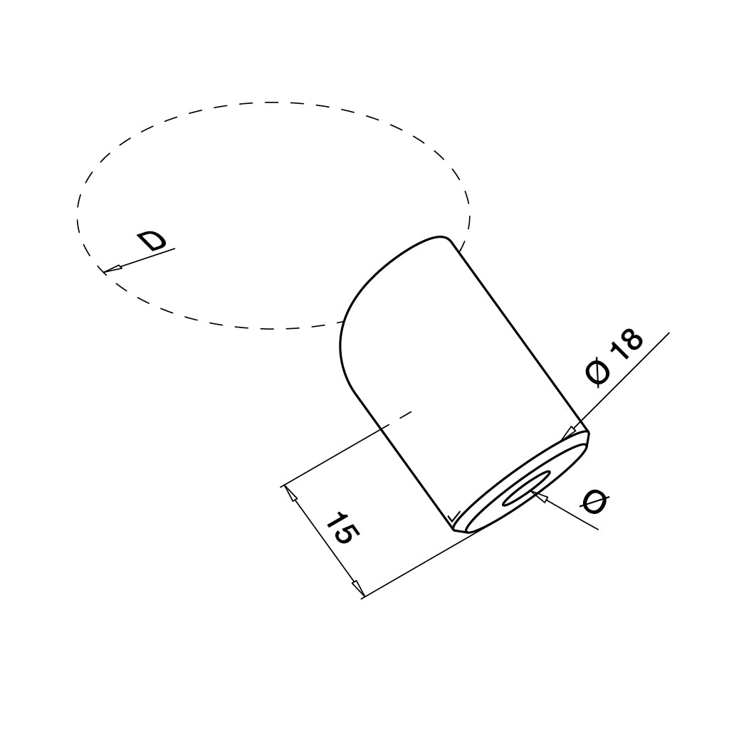 Q-railing Ø3.2-4mm troso laikiklis +-35° MOD 7401 Ø42.4 mm vamzdžiui, trosui einančiam žemyn, ner. plien. AISI304, šlifuotas pav.