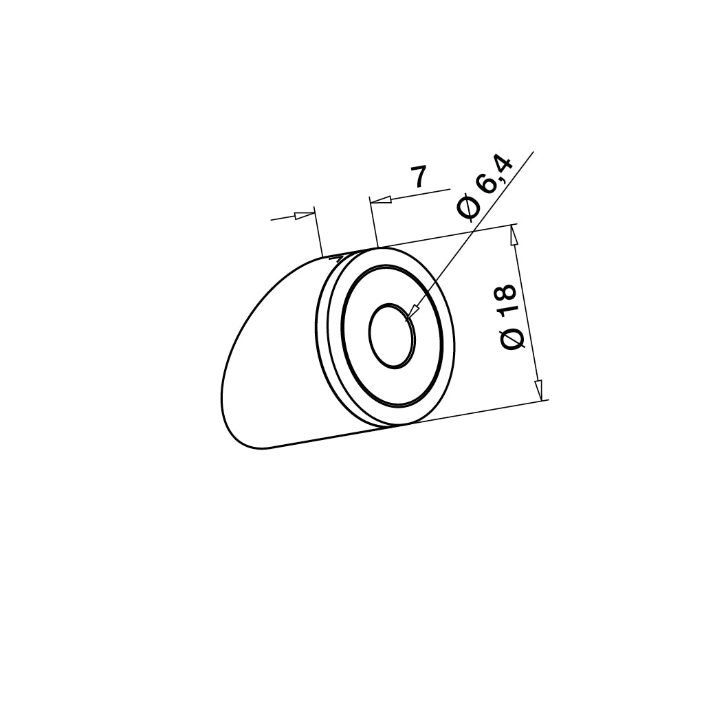 Q-railing troso laikiklis viršutinis/apatinis Ø3.2-4 mm, 35°, MOD 7403, 304; 137403-000 tiesiam vamzdžiui, trosui einančiam žemyn, ner. plien. AISI304, šlifuotas pav.