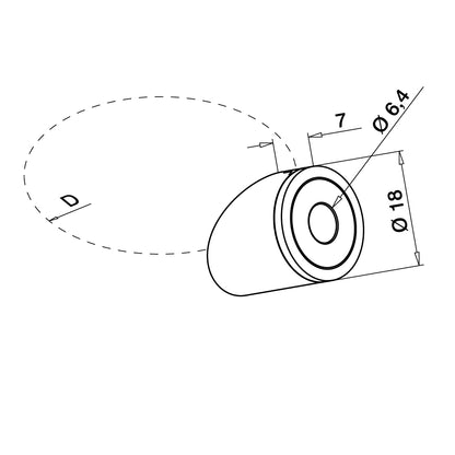 Q-railing troso laikiklis viršutinis/apatinis Ø3.2-4 mm, 35°, MOD 7403, 304; 137403-000 Ø42.4 mm vamzdžiui, trosui einančiam žemyn, ner. plien. AISI304, šlifuotas pav.