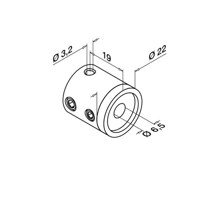 Q-railing Ø3.2mm troso laikiklis MOD 7450 tiesiam vamzdžiui, viduriui, ner. plien. AISI304, šlifuotas pav.