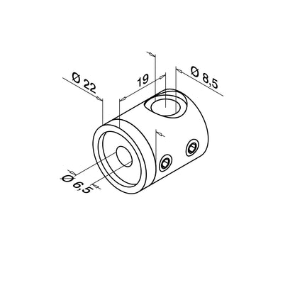 Q-railing Ø3.2 mm troso laikiklis MOD 7450 tiesiam vamzdžiui, kairė pusė, ner. plien. AISI304, šlifuotas pav.