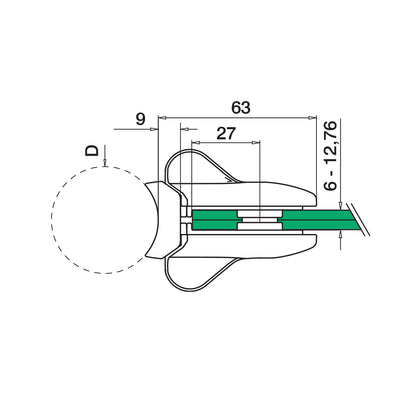 Q-railing užraktas stikliams varteliams MOD 0282 tvirtinimas prie: vamzdis Ø42,4 mm