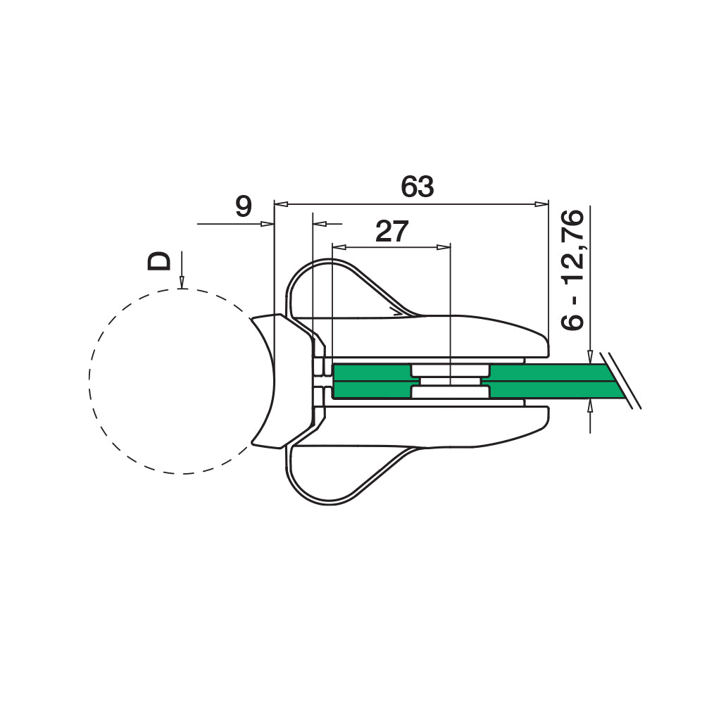 Q-railing užraktas stikliams varteliams MOD 0282 tvirtinimas prie: vamzdis Ø48,3 mm