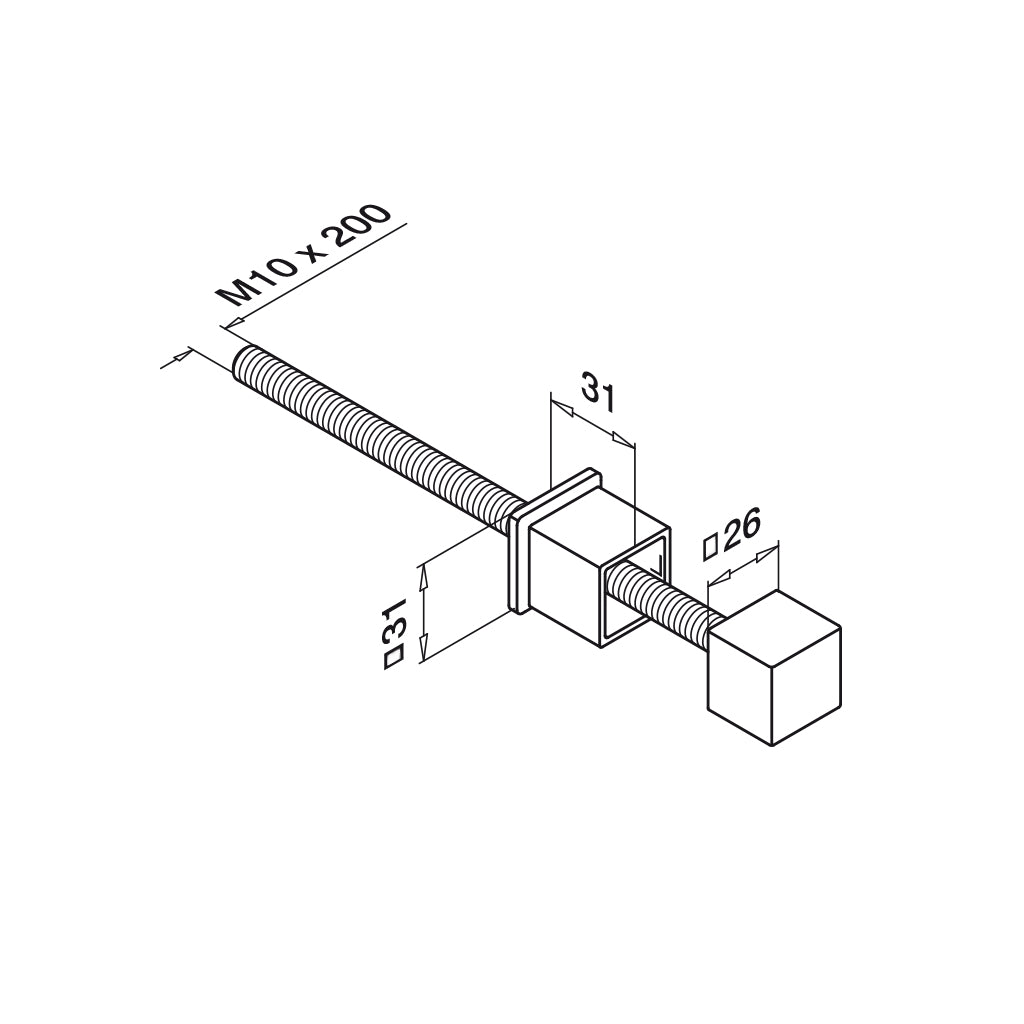 Q-railing turėklo stovo 40x40 mm laikiklis fasadui MOD 0554 ner. plienas AISI 316, šlifuotas paviršius
