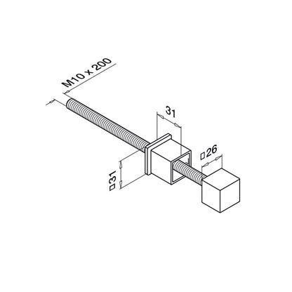 Q-railing turėklo stovo 40x40 mm laikiklis fasadui MOD 0554 ner. plienas AISI 316, šlifuotas paviršius