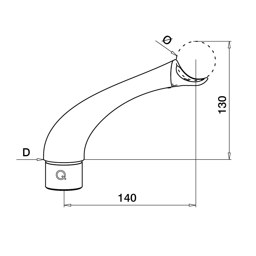 Q-railing lenktas porankio laikiklis Ø42,4 × 2 mm MOD 0704