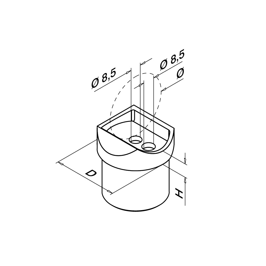 Q-railing Jungtis porankiui MOD 0774 vamzdžiui: Ø42.4x2 mm, ner. plien. AISI316, šlifuotas pav.